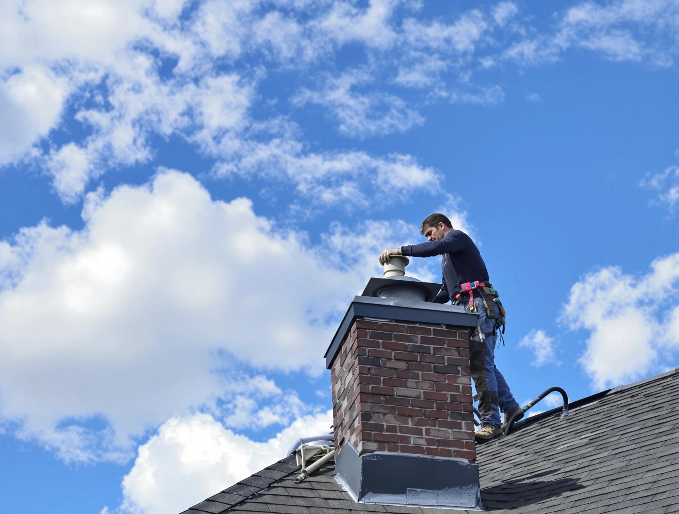 Plainfield Chimney Sweep installing a sturdy chimney cap in Plainfield, NJ
